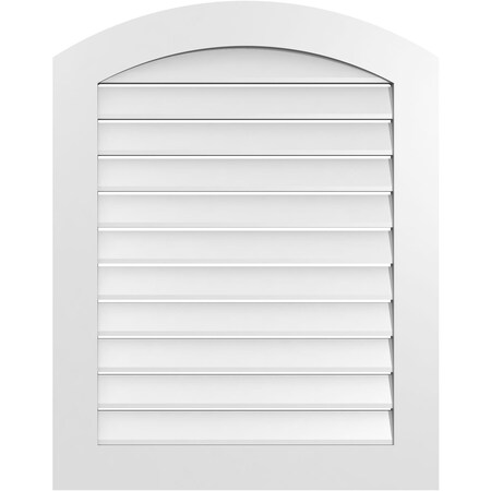 Ekena Millwork Arch Top Surface Mount PVC Gable Vent: Non-Functional, w/ 3-1/2"W x 1"P Standard Frame, 30"W x 36"H GVPAR30X3601SN